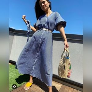 TheFrockNYC picnic dress in blue